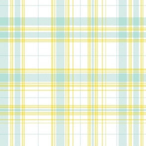 Plaid 1a1 in aqua blue and light yellow on white 200.4