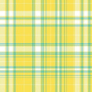 Plaid option 1a3 in light yellow and sea blue turquoise on white 200