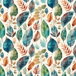 Nature-Inspired Watercolor Leaves Pattern for Home Decor (64-1)