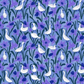 Ducks and Daffodils blue