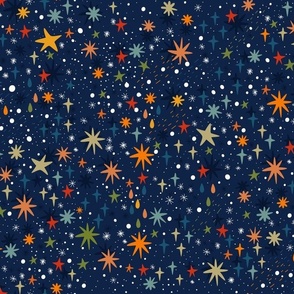 Night sky with colorful stars