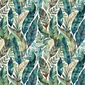 Exotic Watercolor Tropical Leaves Pattern Design (77)