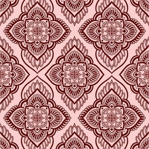 Diamond Mandala Geometric - Red and Pink