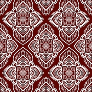 Diamond Mandala Geometric - Red and White