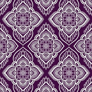 Diamond Mandala Geometric - Purple and White