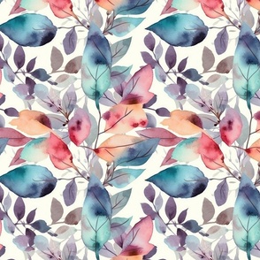 Soft-Edged Watercolor Leaves in Colorful Pattern Design (83)