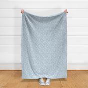 34 Soft Spring- Victorian Floral- Off White on Fog Blue- Climbing Vine with Flowers- Petal Signature Solids- Soft Pastel Blue- Baby Blue- Natural- William Morris Wallpaper- Mini