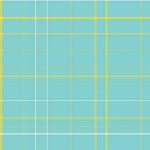 Plaid 172g with teals_ white_ yellows on new sea green 200