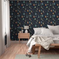 Butterflies at Night Collection - Nite Navy- Wallpaper - New