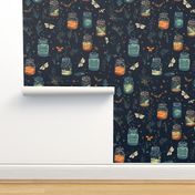 Butterflies at Night Collection - Nite Navy- Wallpaper - New