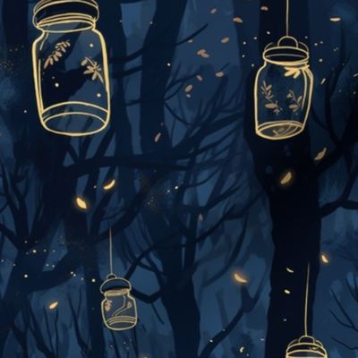 Fireflies, Mason Jars in Trees - Nite Navy