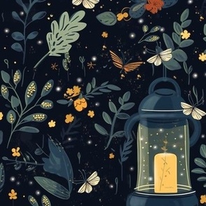 Fireflies and Butterflies Wallpaper