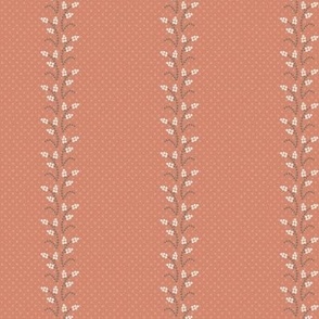 Annette Floral Stripe: Terra Cotta Floral Dot Mosaic Stripe
