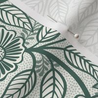 36 Soft Spring- Victorian Floral- Pine Green on Off White- Climbing Vine with Flowers- Petal Signature Solids- Dark Green- Holidays- Natural- William Morris Wallpaper- Small