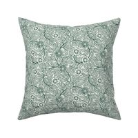 36 Soft Spring- Victorian Floral- Pine Green on Off White- Climbing Vine with Flowers- Petal Signature Solids- Dark Green- Holidays- Natural- William Morris Wallpaper- Mini