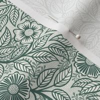 36 Soft Spring- Victorian Floral- Pine Green on Off White- Climbing Vine with Flowers- Petal Signature Solids- Dark Green- Holidays- Natural- William Morris Wallpaper- Mini