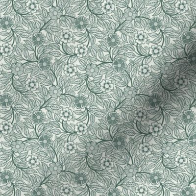 36 Soft Spring- Victorian Floral- Pine Green on Off White- Climbing Vine with Flowers- Petal Signature Solids- Dark Green- Holidays- Natural- William Morris Wallpaper- Micro