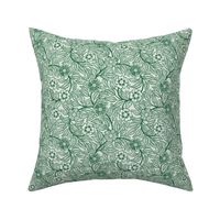 37 Soft Spring- Victorian Floral- Emerald Green on Off White- Climbing Vine with Flowers- Petal Signature Solids- Dark Green- Holidays- Natural- William Morris Wallpaper- Mini