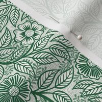 37 Soft Spring- Victorian Floral- Emerald Green on Off White- Climbing Vine with Flowers- Petal Signature Solids- Dark Green- Holidays- Natural- William Morris Wallpaper- Mini