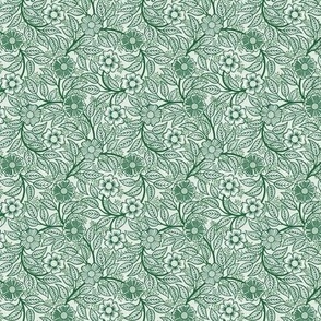 37 Soft Spring- Victorian Floral- Emerald Green on Off White- Climbing Vine with Flowers- Petal Signature Solids- Dark Green- Holidays- Natural- William Morris Wallpaper- Micro