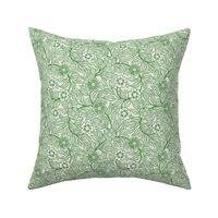 38 Soft Spring- Victorian Floral- Kelly Green on Off White- Climbing Vine with Flowers- Petal Signature Solids- Dark Green- Holidays- Natural- William Morris Wallpaper- Mini