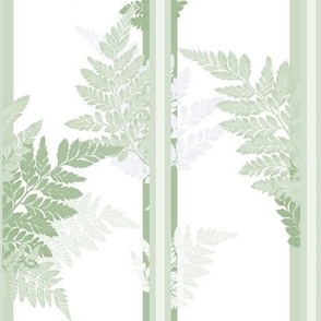 Ferns and Stripes in Pale Green