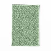 38 Soft Spring- Victorian Floral- Off White on Kelly Green- Climbing Vine with Flowers- Petal Signature Solids- Dark Green- Holidays- Natural- William Morris Wallpaper- Micro