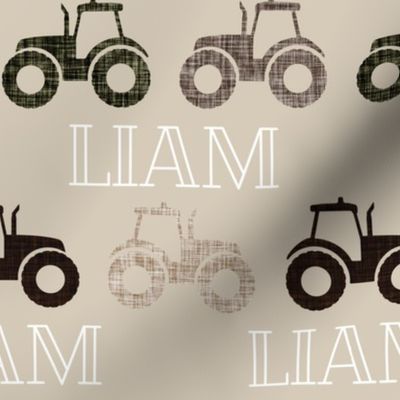Liam: cheque font on tractors: linen, sugar sand, mud, brown, green olive, umber