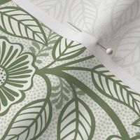 42 Soft Spring- Victorian Floral- Sage Green on Off White- Climbing Vine with Flowers- Petal Signature Solids- Earthy Green- Olive- Moss- Natural- William Morris Wallpaper- Small