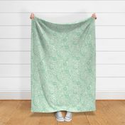 43 Soft Spring- Victorian Floral- Jade Green on Off White- Climbing Vine with Flowers- Petal Signature Solids- Mint Green- Pastel Green- Natural- William Morris Wallpaper- Medium