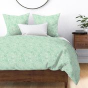43 Soft Spring- Victorian Floral- Jade Green on Off White- Climbing Vine with Flowers- Petal Signature Solids- Mint Green- Pastel Green- Natural- William Morris Wallpaper- Small