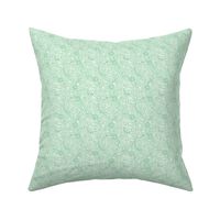 43 Soft Spring- Victorian Floral- Jade Green on Off White- Climbing Vine with Flowers- Petal Signature Solids- Mint Green- Pastel Green- Natural- William Morris Wallpaper- Micro
