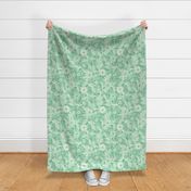 43 Soft Spring- Victorian Floral- Off White on Jade Green- Climbing Vine with Flowers- Petal Signature Solids- Mint Green- Pastel Green- Natural- William Morris Wallpaper- Medium