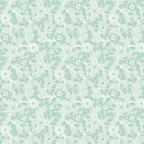 44 Soft Spring- Victorian Floral- Off White on Sea Glass Green- Climbing Vine with Flowers- Petal Signature Solids- Mint Green- Pastel Green- Natural- William Morris Wallpaper- Micro