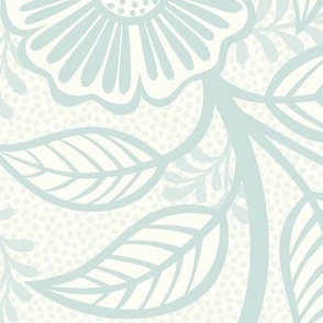 44 Soft Spring- Victorian Floral- Sea Glass Green on Off White- Climbing Vine with Flowers- Petal Signature Solids- Mint Green- Pastel Green- Natural- William Morris Wallpaper- Extra Large