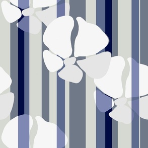 [Large] Flowers Stripes in Blue