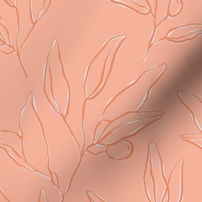 Minimal Painted Olive Branch in Coral Pink