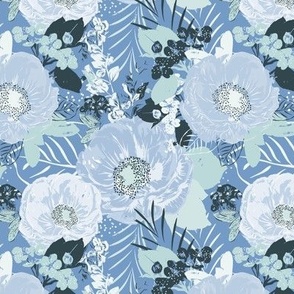 Pastel Blue Bold Floral (6")