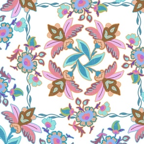 persian rotating floral multicolor on white