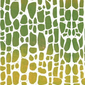 Large Green Dinosaur Crocodile Reptile Skin Block Print
