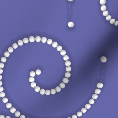 TPST2 - Spiraling Triplet Pearl Strands on Periwinkle  Background - 21 inch fabric repeat - 12 inch wallpaper repeat - seamless - non-directional