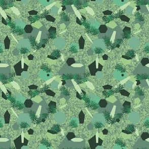 PLGN3 - Polygon Jungle in Cool Greens - 4 inch repeat - seamless - non-directional
