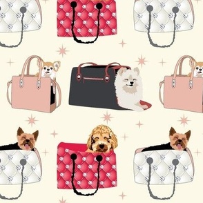 small scale // Posh Puppies in Diamond Purses bling sparkle dogs on vacation