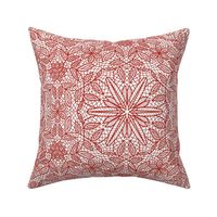 Red Hexagon Floral Mock Lace on White