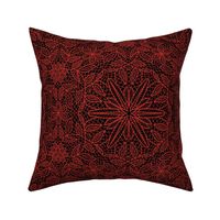 Red Hexagon Floral Mock Lace on Black