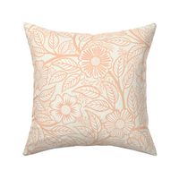 Soft Spring- Victorian Floral- Coral on Off White- Climbing Vine with Flowers- Pastel Coral- Natural- Soft Orange- Pastel Orange- Nursery Wallpaper- William Morris Inspired- Spring- Medium