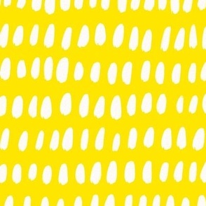 Hand Painted White Gouache Paint Splotches on a Solid Sunshine Yellow Background - Large - 20x20