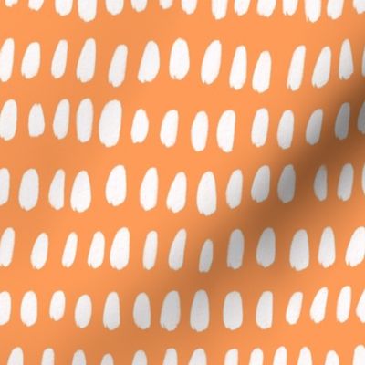 Hand Painted White Gouache Paint Splotches on a Solid Papaya Orange Background - Large - 20x20