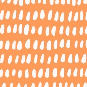 Hand Painted White Gouache Paint Splotches on a Solid Papaya Orange Background - Large - 20x20