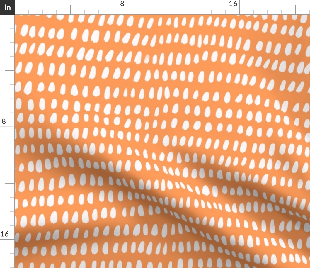 Hand Painted White Gouache Paint Splotches on a Solid Papaya Orange Background - Large - 20x20